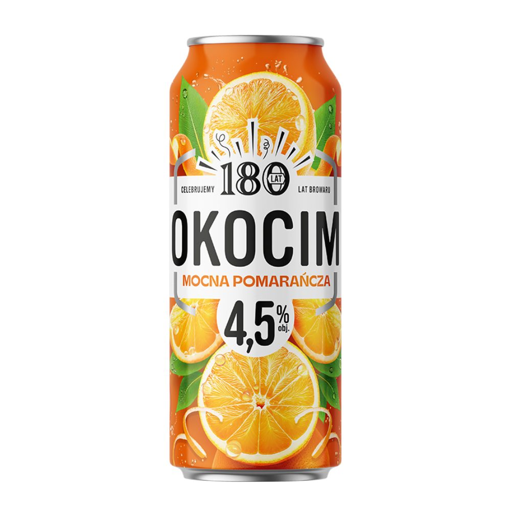 Piwo Okocim Mocna Pomarańcza 4,5% 500 ml puszka DRS