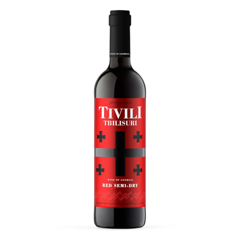 Wino Tbilisuri Tivili Semi Dry Red 12,5% czerwone półwytrawne 750 ml